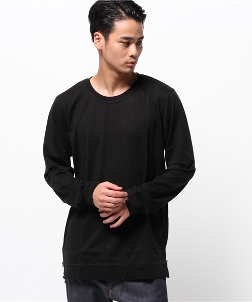 WEGO（ウィゴー）の「WEGO/サイドZIPロングTシャツ（Tシャツ/カットソー・メンズ・ホワイト/ブラック・MEDIUM/LARGE）」の10枚目の写真