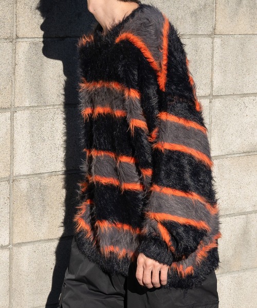 NUMBER (N)INE フェザー ヤーン シャギー ニット ボーダー Perushu（ペルーシュ）の「フェザーヤーンシャギーボーダーニット