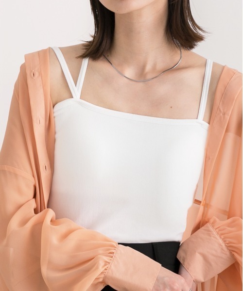 ad thie（アドティエ）の「カップ付き・ショート スクエアキャミソール（キャミソール・レディース・オフホワイト/グレー/ブラウン/ブラック・FREE）」の8枚目の写真