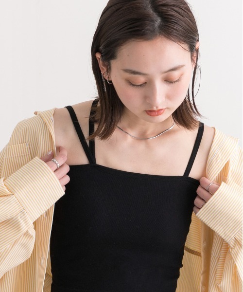 ad thie（アドティエ）の「カップ付き・ショート スクエアキャミソール（キャミソール・レディース・オフホワイト/グレー/ブラウン/ブラック・FREE）」の11枚目の写真