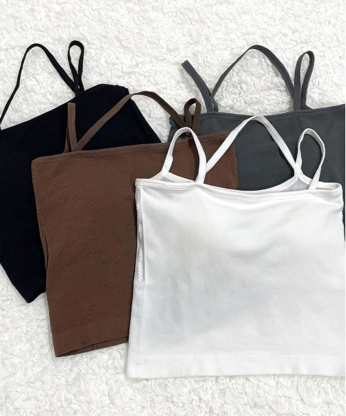 ad thie（アドティエ）の「カップ付き・ショート スクエアキャミソール（キャミソール・レディース・オフホワイト/グレー/ブラウン/ブラック・FREE）」の20枚目の写真