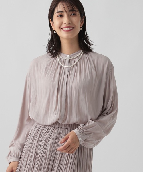 Elura（エルーラ）の「【入卒式／結婚式／祝賀会】セレモニー&お祝いサテンブラウス／988747（シャツ/ブラウス・レディース・ピンクベージュ/ネイビー・MEDIUM/LARGE）」の17枚目の写真