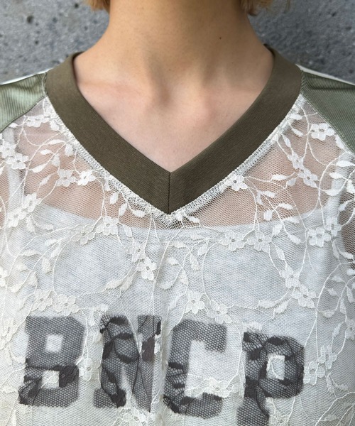 セール】レースドッキングフットボールTee（Tシャツ/カットソー