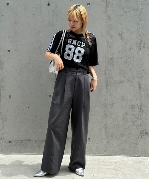 セール】レースドッキングフットボールTee（Tシャツ/カットソー