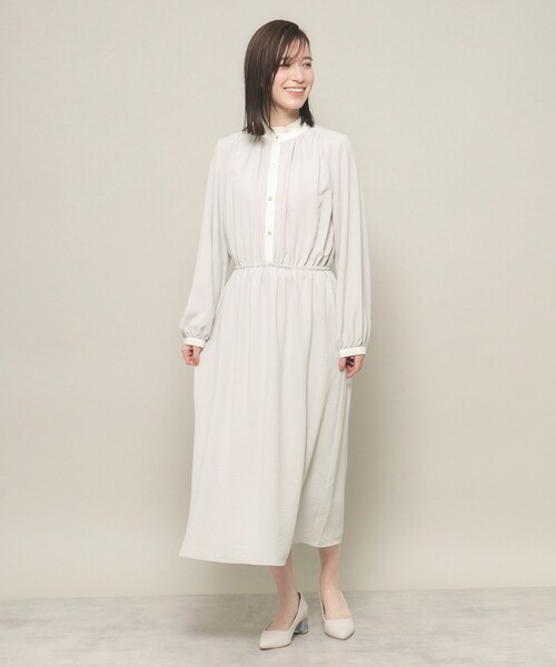 ITS'DEMO（イッツデモ）の「◆【ベーシック／きちんと感あり／ウエストゴム／やわらか】配色ワンピース（ワンピース・レディース・ナチュラル/ブラック/サックスブルー・00）」の11枚目の写真