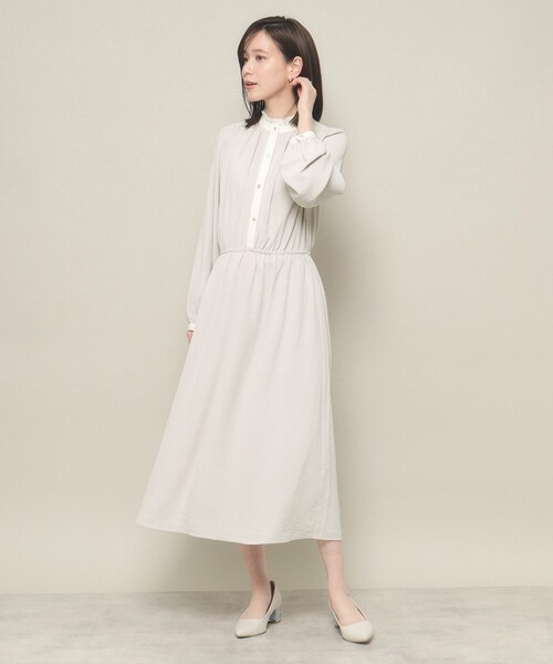 ITS'DEMO（イッツデモ）の「◆【ベーシック／きちんと感あり／ウエストゴム／やわらか】配色ワンピース（ワンピース・レディース・ナチュラル/ブラック/サックスブルー・00）」の9枚目の写真