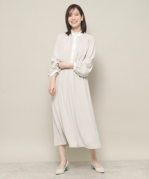 ITS'DEMO（イッツデモ）の「◆【ベーシック／きちんと感あり／ウエストゴム／やわらか】配色ワンピース（ワンピース・レディース・ナチュラル/ブラック/サックスブルー・00）」の13枚目の写真