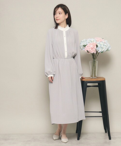 ITS'DEMO（イッツデモ）の「◆【ベーシック／きちんと感あり／ウエストゴム／やわらか】配色ワンピース（ワンピース・レディース・ナチュラル/ブラック/サックスブルー・00）」の12枚目の写真