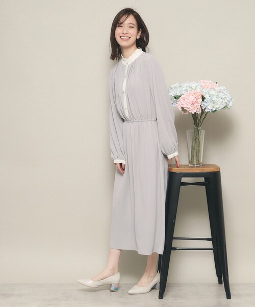 ITS'DEMO（イッツデモ）の「◆【ベーシック／きちんと感あり／ウエストゴム／やわらか】配色ワンピース（ワンピース・レディース・ナチュラル/ブラック/サックスブルー・00）」の10枚目の写真