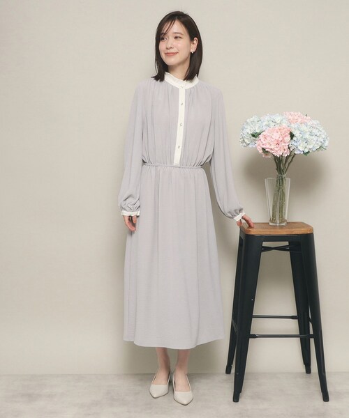 ITS'DEMO（イッツデモ）の「◆【ベーシック／きちんと感あり／ウエストゴム／やわらか】配色ワンピース（ワンピース・レディース・ナチュラル/ブラック/サックスブルー・00）」の17枚目の写真