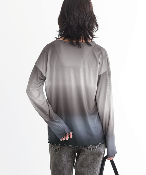 n'OrLABEL(ノアールレーベル)の「グラデーションプリントメッシュカットソー(Tシャツ/カットソー・レディース・グレー/ライトブルー・2/1)」の22枚目の写真