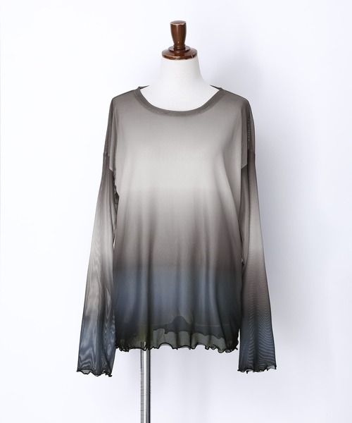 n'OrLABEL(ノアールレーベル)の「グラデーションプリントメッシュカットソー(Tシャツ/カットソー・レディース・グレー/ライトブルー・2/1)」の11枚目の写真