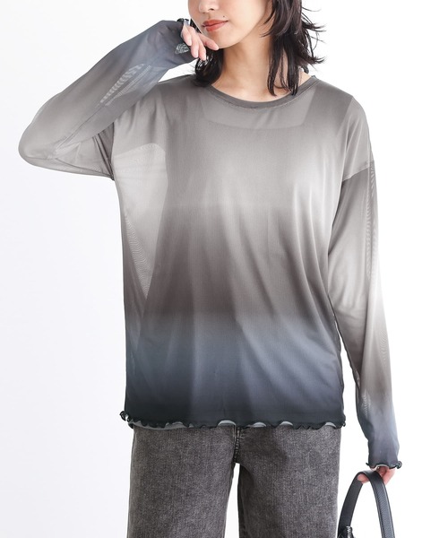 n'OrLABEL(ノアールレーベル)の「グラデーションプリントメッシュカットソー(Tシャツ/カットソー・レディース・グレー/ライトブルー・2/1)」の20枚目の写真