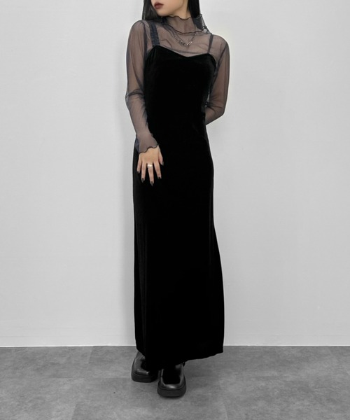 LVEU.(ラブユ.)の「【LVEU.】シャーリングシアーハイネックトップス / トップス シアー シースルー ラメ メッシュ ハイネック カットソー シャーリング アシンメトリー アシメ ブラック ネイビー(Tシャツ/カットソー・レディース・ブラック/ネイビー・FREE)」の12枚目の写真