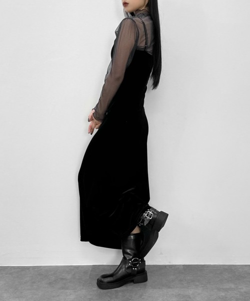 LVEU.(ラブユ.)の「【LVEU.】シャーリングシアーハイネックトップス / トップス シアー シースルー ラメ メッシュ ハイネック カットソー シャーリング アシンメトリー アシメ ブラック ネイビー(Tシャツ/カットソー・レディース・ブラック/ネイビー・FREE)」の13枚目の写真