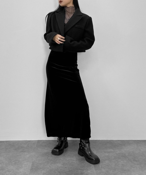 LVEU.(ラブユ.)の「【LVEU.】シャーリングシアーハイネックトップス / トップス シアー シースルー ラメ メッシュ ハイネック カットソー シャーリング アシンメトリー アシメ ブラック ネイビー(Tシャツ/カットソー・レディース・ブラック/ネイビー・FREE)」の14枚目の写真