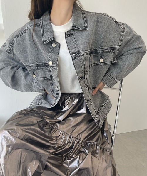 Ada.(エイダ)の「デニム ビッグシルエット Gジャン(デニムジャケット・レディース・ブルー/ブラック・M/L)」の6枚目の写真
