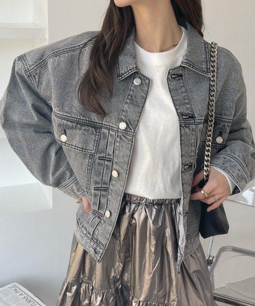 Ada.(エイダ)の「デニム ビッグシルエット Gジャン(デニムジャケット・レディース・ブルー/ブラック・M/L)」の8枚目の写真