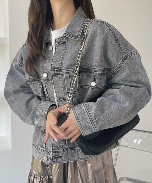 Ada.(エイダ)の「デニム ビッグシルエット Gジャン(デニムジャケット・レディース・ブルー/ブラック・M/L)」の4枚目の写真