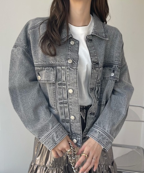 Ada.(エイダ)の「デニム ビッグシルエット Gジャン(デニムジャケット・レディース・ブルー/ブラック・M/L)」の9枚目の写真