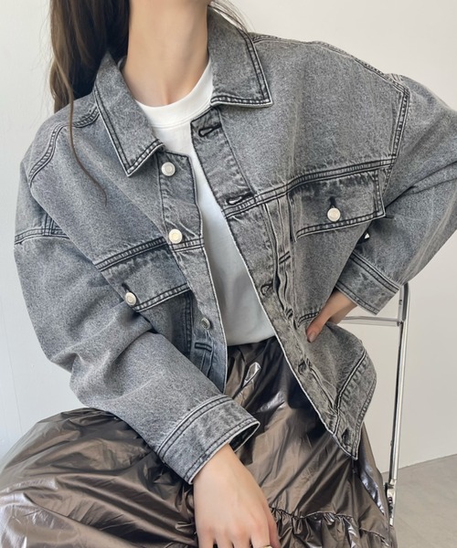 Ada.(エイダ)の「デニム ビッグシルエット Gジャン(デニムジャケット・レディース・ブルー/ブラック・M/L)」の3枚目の写真