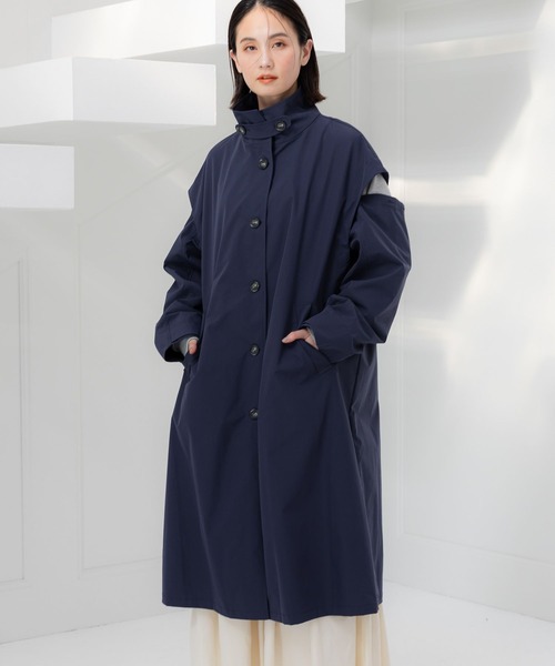 LAKOLE（ラコレ）の「スタンドカラーコート / 104477（その他アウター・レディース・ベージュ/ネイビー・SMALL/MEDIUM）」の2枚目の写真