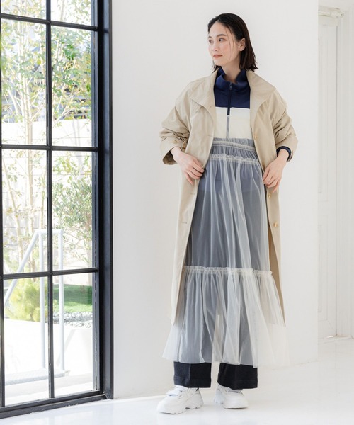 LAKOLE（ラコレ）の「スタンドカラーコート / 104477（その他アウター・レディース・ベージュ/ネイビー・SMALL/MEDIUM）」の5枚目の写真