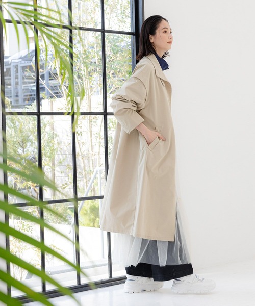 LAKOLE（ラコレ）の「スタンドカラーコート / 104477（その他アウター・レディース・ベージュ/ネイビー・SMALL/MEDIUM）」の6枚目の写真