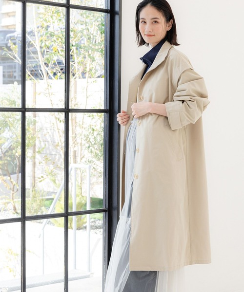 LAKOLE（ラコレ）の「スタンドカラーコート / 104477（その他アウター・レディース・ベージュ/ネイビー・SMALL/MEDIUM）」の8枚目の写真