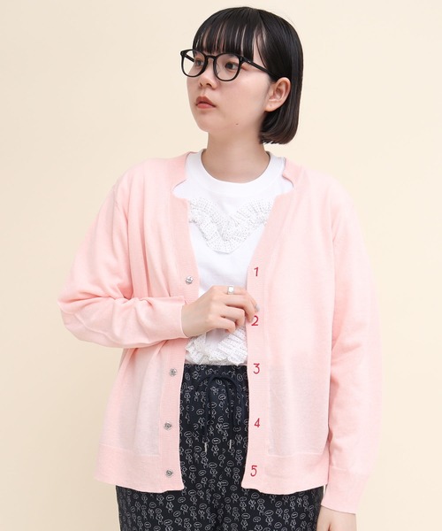 【セール】C/Li 数字刺繍 Vカーディガン（カーディガン/ボレロ）｜I am I in fact...（アイアムアイインファクト）