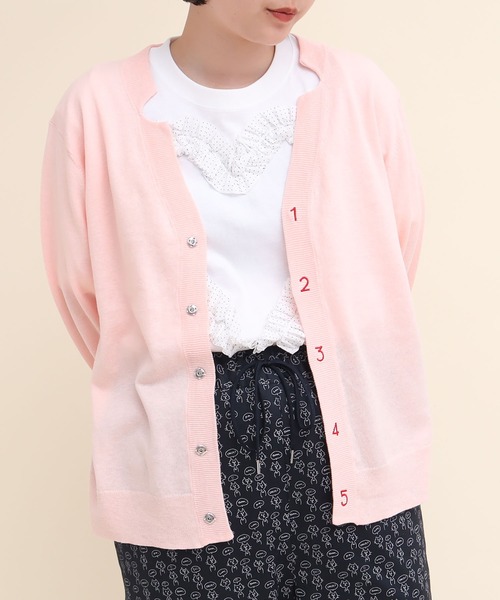 【セール】C/Li 数字刺繍 Vカーディガン（カーディガン/ボレロ）｜I am I in fact...（アイアムアイインファクト）