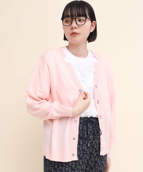 【セール】C/Li 数字刺繍 Vカーディガン（カーディガン/ボレロ）｜I am I in fact...（アイアムアイインファクト）