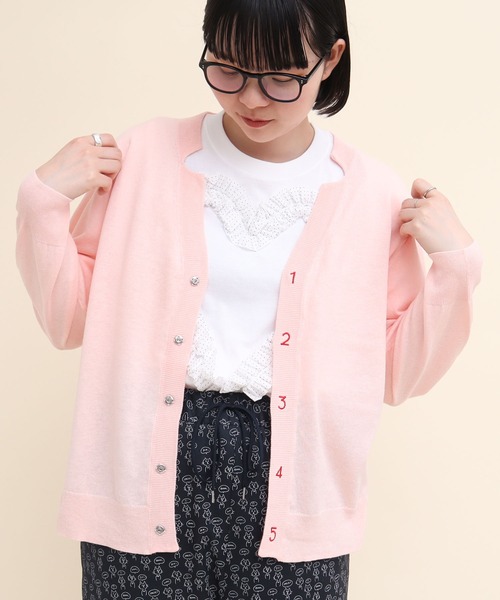 【セール】C/Li 数字刺繍 Vカーディガン（カーディガン/ボレロ）｜I am I in fact...（アイアムアイインファクト）