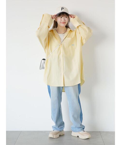 ehka sopo(エヘカソポ)の「刺繍入りオーバーサイズシャツ(シャツ/ブラウス・レディース・イエロー/サックスブルー/ピンク・F)」の12枚目の写真
