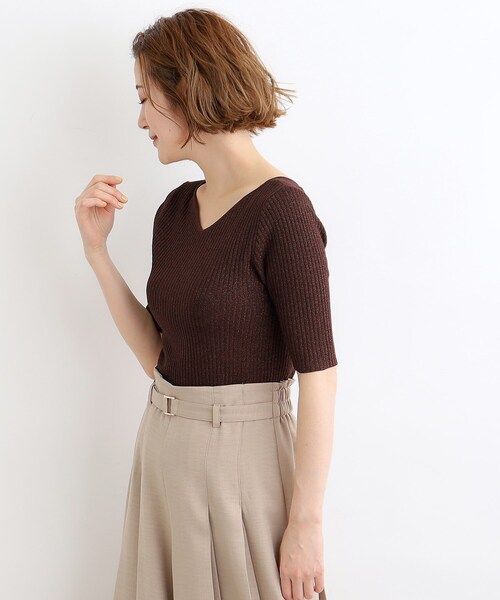 grove（グローブ）の「◆【前後2WAY】ラメプルオーバーニット（ニット/セーター・レディース・オフホワイト/ブラック/ダークブラウン・02/03/01）」の5枚目の写真