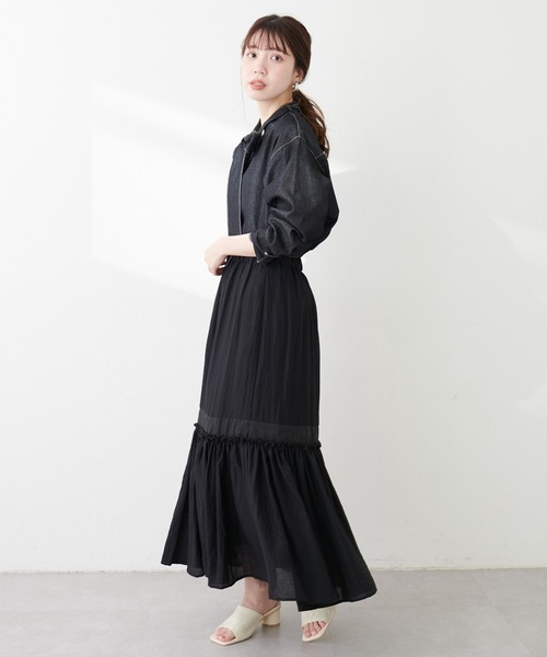 natural couture(ナチュラルクチュール)の「シアー切替ティアードスカート(スカート・レディース・ブラック/オフホワイト/その他1/その他2・FREE)」の15枚目の写真