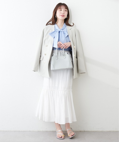 natural couture(ナチュラルクチュール)の「シアー切替ティアードスカート(スカート・レディース・ブラック/オフホワイト/その他1/その他2・FREE)」の9枚目の写真