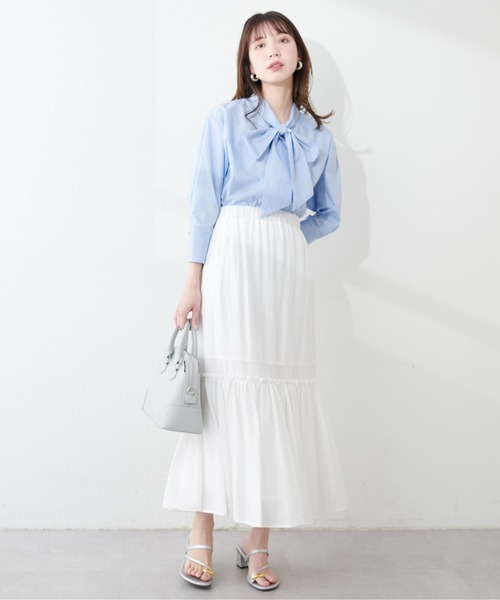 natural couture(ナチュラルクチュール)の「シアー切替ティアードスカート(スカート・レディース・ブラック/オフホワイト/その他1/その他2・FREE)」の8枚目の写真