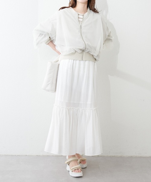 natural couture(ナチュラルクチュール)の「シアー切替ティアードスカート(スカート・レディース・ブラック/オフホワイト/その他1/その他2・FREE)」の11枚目の写真