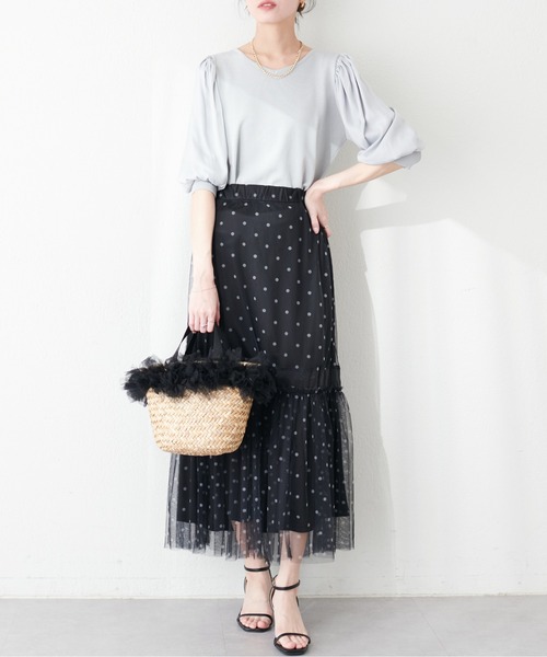 natural couture(ナチュラルクチュール)の「シアー切替ティアードスカート(スカート・レディース・ブラック/オフホワイト/その他1/その他2・FREE)」の22枚目の写真