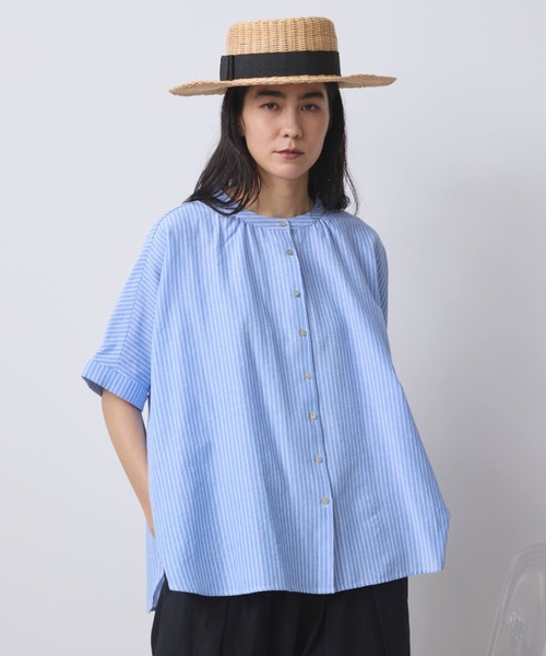 Libra Cue（リブラ キュー）の「バンドカラーボリュームブラウス