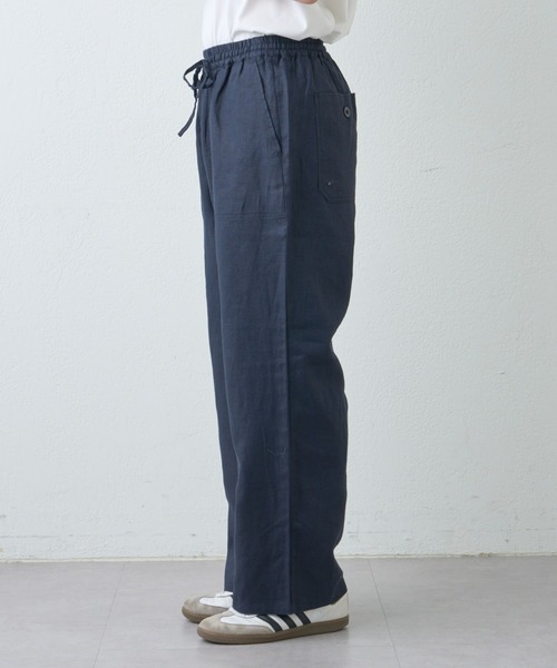 45R インディゴコットンリネンハケ目ワイドPANTS 0 ネイビー 45R インディゴコットンリネンハケ目ワイドPANTS 0 ネイビー