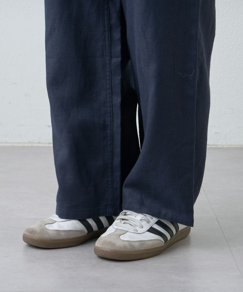 45R インディゴコットンリネンハケ目ワイドPANTS 0 ネイビー 45R裏毛の908クロスビーパンツ（インディゴ）: WOMEN｜45R