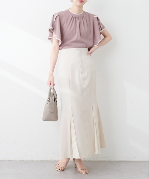 natural couture(ナチュラルクチュール)の「プリーツちらりお上品レディスカート(スカート・レディース・ライトベージュ/ブラック/ライトグレー・FREE)」の14枚目の写真