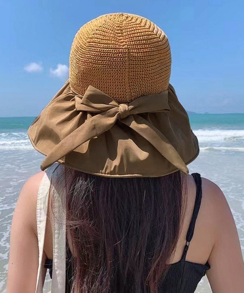 Miniministore（ミニミニストア）の「サンバイザー バケットハットバックリボン（ハット・レディース・ライトブラウン/ピンク/イエロー/ブラック/アイボリー・FREE）」の3枚目の写真