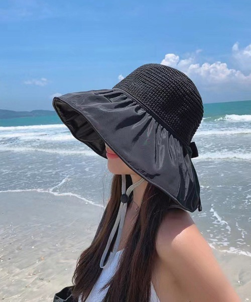 Miniministore（ミニミニストア）の「サンバイザー バケットハットバックリボン（ハット・レディース・ライトブラウン/ピンク/イエロー/ブラック/アイボリー・FREE）」の8枚目の写真