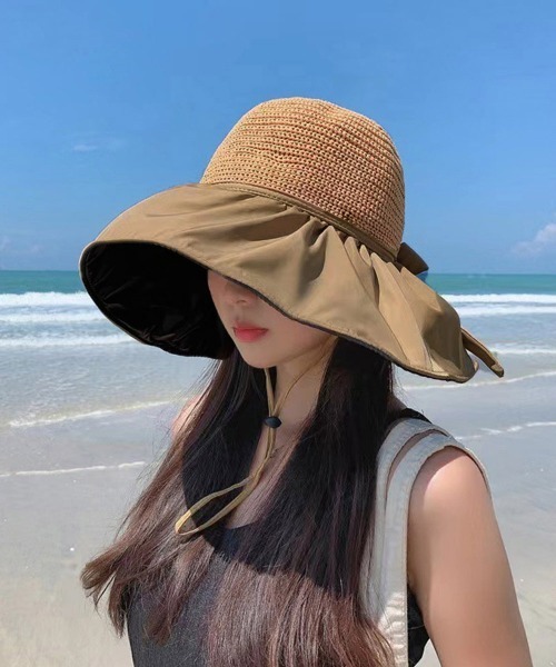 Miniministore（ミニミニストア）の「サンバイザー バケットハットバックリボン（ハット・レディース・ライトブラウン/ピンク/イエロー/ブラック/アイボリー・FREE）」の9枚目の写真