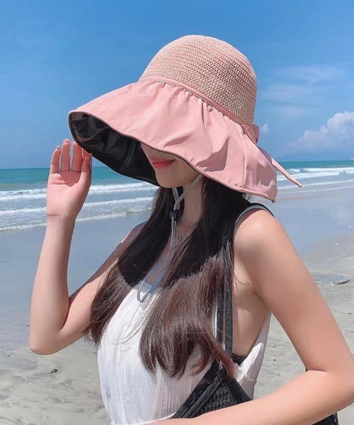 Miniministore（ミニミニストア）の「サンバイザー バケットハットバックリボン（ハット・レディース・ライトブラウン/ピンク/イエロー/ブラック/アイボリー・FREE）」の10枚目の写真