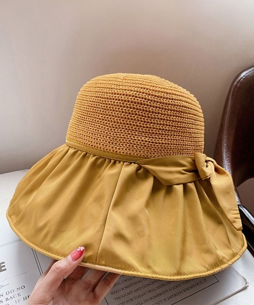 Miniministore（ミニミニストア）の「サンバイザー バケットハットバックリボン（ハット・レディース・ライトブラウン/ピンク/イエロー/ブラック/アイボリー・FREE）」の17枚目の写真