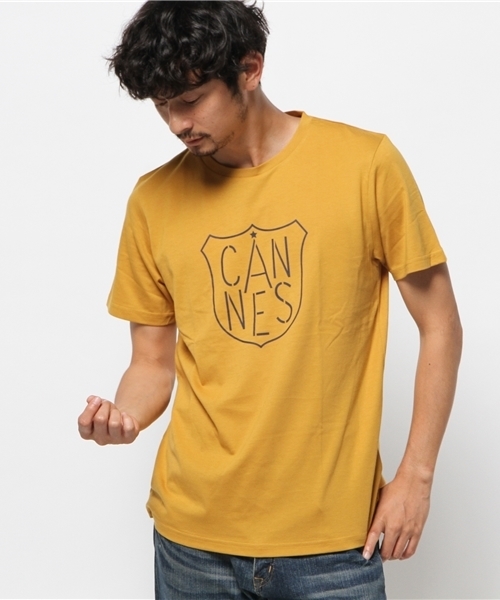 ikka（イッカ）の「GIZAフレンチロゴクルーネックT（Tシャツ/カットソー・メンズ・ネイビー/オフホワイト/オリーブ/マスタード・LARGE/MEDIUM/X-LARGE/SMALL）」の4枚目の写真